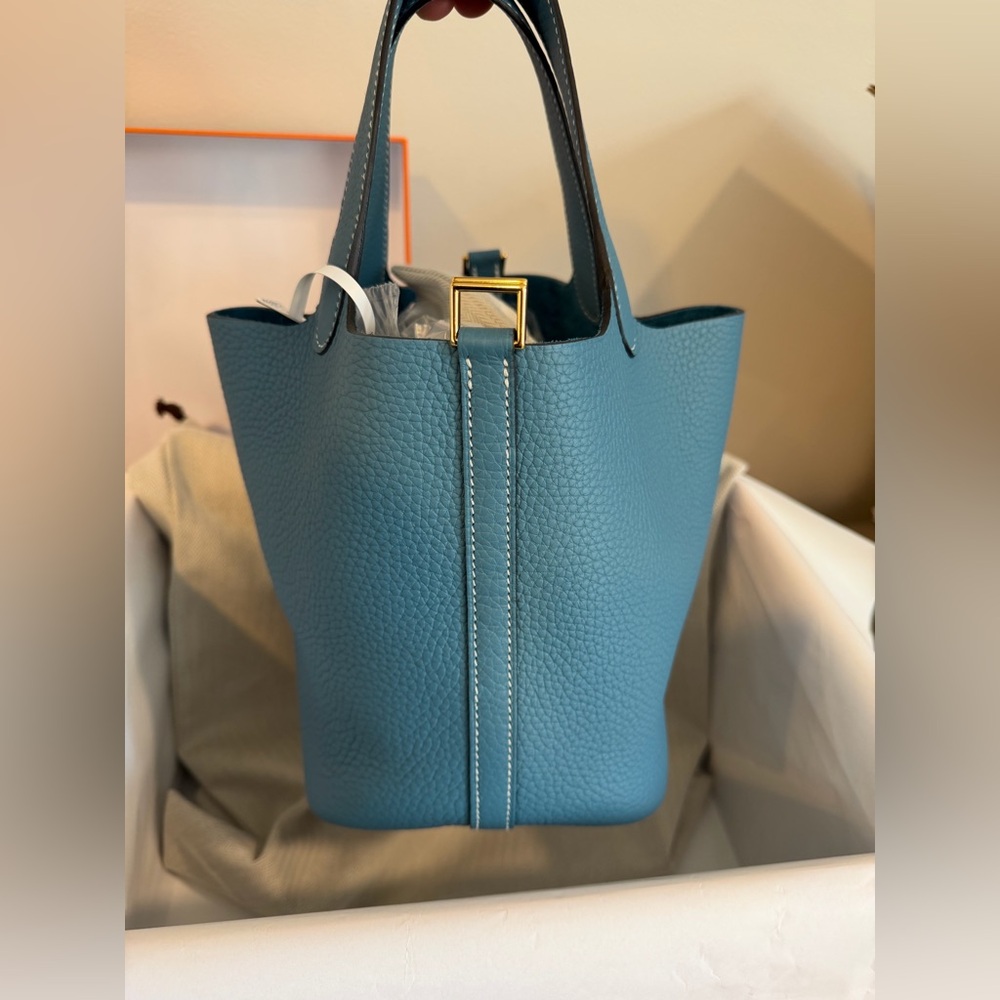 Hermes Bleu Jean GHW Picotin 18
